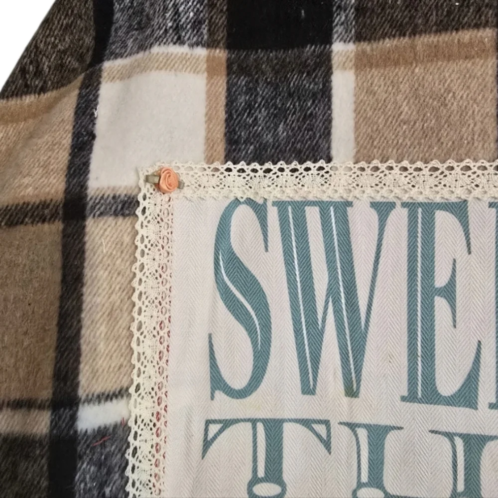 Hand Crafted Upcycled Sweeter Than Pie Flannel Shacket Size XXL NWT - Picture 8 of 11